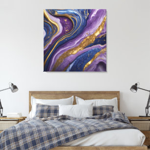 Luxury Abstract Canvas Wall Art   Purple, Blue &