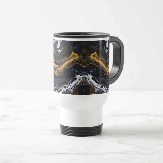 Luxury Abstract Coffee Mugs – Black, Gold & White  (Front Right)