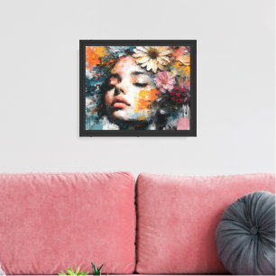Luxury Abstract Floral Woman Portrait Wall Art