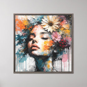 Luxury Abstract Floral Woman Portrait Wall Art