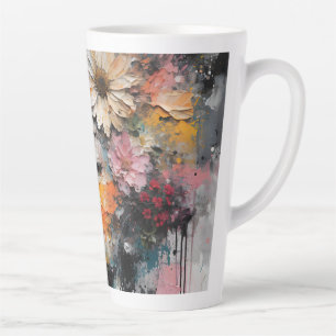 Luxury Abstract Floral Woman Portrait Wall Art Latte Mug