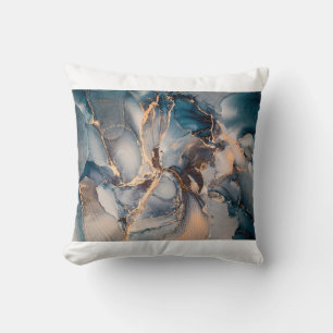 Luxury abstract fluid art painting in alcohol ink throw pillow