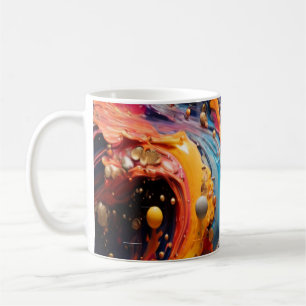 Luxury Abstract Fluid Gold and Blue Marble Art Mug