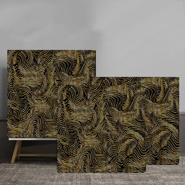 Luxury Abstract Gold Wave Line Pattern Tile (Creator Uploaded)