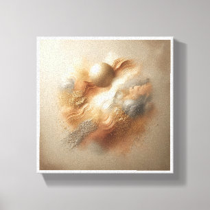 Luxury Abstract Sand & Powder Art - Champagne Gold Canvas Print