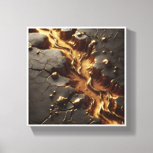 Luxury Abstract Topography - Molten Gold River Flo Canvas Print