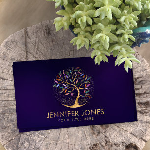 Luxury Abstract  Tree Colourful Geode Leaves Business Card