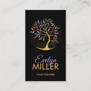 Luxury Abstract Tree Colourful Geode Leaves Business Card