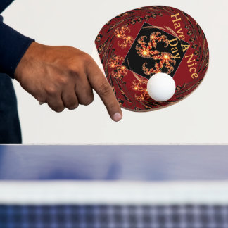 Luxury Action Equipment: Red Swirl Fractal Gratitu Ping Pong Paddle