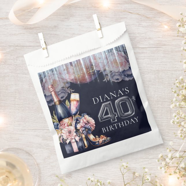 Luxury Adult Birthday 40th Personalized Favour Bag (Clipped)