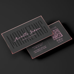 Luxury Aesthetic Pink Black Marketing Professional Business Card