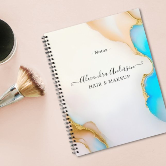 Luxury Agate Blue Gold Details Signature Script Notebook (Luxury Agate Blue Gold Details Signature Script Notebook)