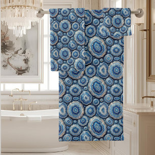 Luxury Agate Geode Towel Set - Ocean Blue & Gold