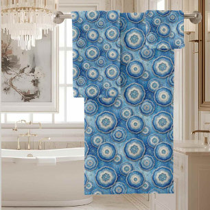 Luxury Agate Geode Towel Set - Ocean Blue & Gold