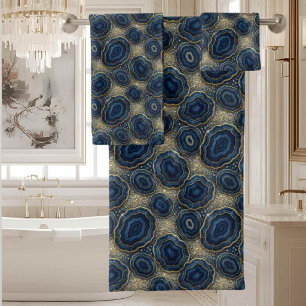 Luxury Agate Geode Towel Set - Ocean Blue & Gold