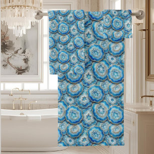 Luxury Agate Geode Towel Set - Ocean Blue & Gold