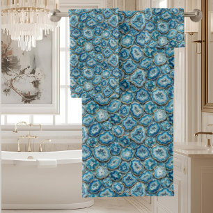 Luxury Agate Geode Towel Set - Ocean Blue & Gold