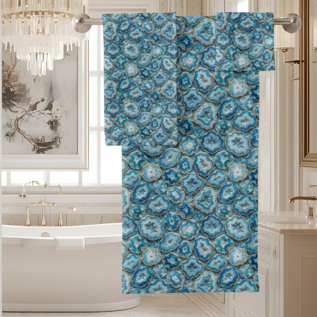 Luxury Agate | Geode Towel Set - Ocean Blue & Gold (Creator Uploaded)