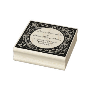 Luxury Alphonse Mucha Frame Wedding Return Address Rubber Stamp