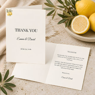 Luxury Amalfi Coast Lemon Thank You Card