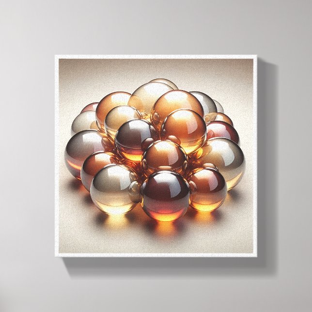 Luxury Amber Glass Spheres - 3D Crystal Abstract W Canvas Print (Front)