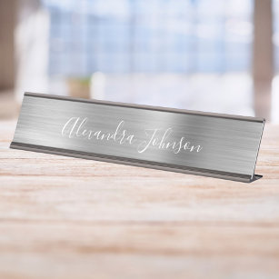 Luxury and Professional Silver Foil Modern Desk Name Plate