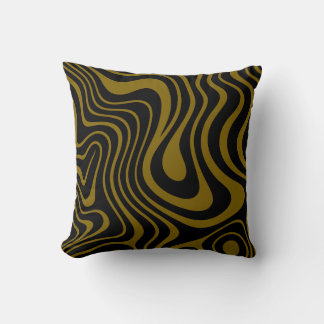 Luxury Antique Gold and Black Abstract Design Throw Pillow