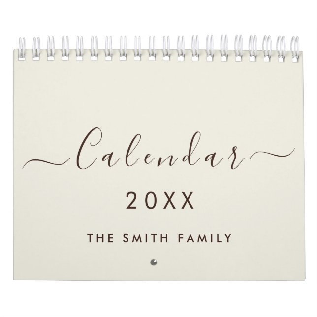 Luxury Antique Linen 2027 Script Customized Name Calendar (Cover)
