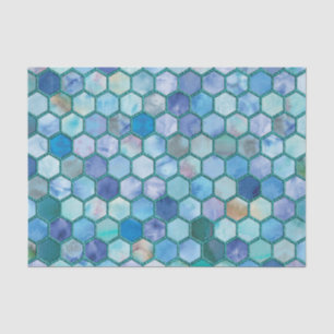 Luxury Aqua blue honeycomb pattern Tissue Paper
