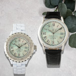 Luxury Aqua Marbled Men's Black Leather Strap Watch<br><div class="desc">Luxury Aqua Marbled Men's Black Leather Strap Watch Personalized Bridal, Wedding, & Anniversary Gift for Him. An Enduring & Luxurious Symbol of Your Commitment. Stop the clock! Are you searching for a truly luxurious newlywed gift or a sophisticated wedding anniversary watch for the man in your life? This Luxury Aqua...</div>