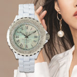 Luxury Aqua Marbled Rhinestone Watch for Women.<br><div class="desc">Luxury Aqua Marbled Rhinestone Watch for Women - Personalized Bridal, Wedding, & Anniversary Gift. Stop the clock! Are you searching for a truly luxurious newlywed gift or a dazzling wedding anniversary watch? This Luxury Aqua Marbled Rhinestone Watch is a beautiful, high-end timepiece designed to celebrate a timeless bond. With its...</div>