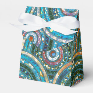 Luxury Aqua Teal Metal Foil Glitter Dots Circles Favor Box