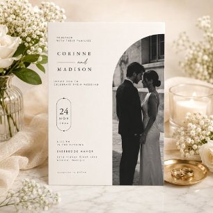Luxury Arched Photo Wedding Invitation Template