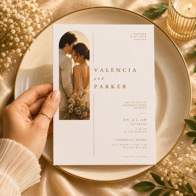 Luxury Arched Portrait Wedding Invitation (Creator Uploaded)