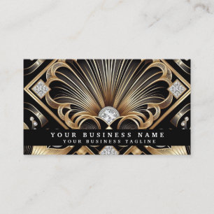 Luxury Art Deco Black Gold Diamond Business Cards