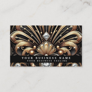Luxury Art Deco Black Gold Diamond Business Cards