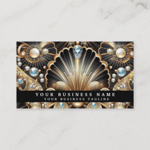 Luxury Art Deco Black Gold Diamond Business Cards