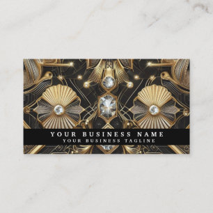 Luxury Art Deco Black Gold Diamond Business Cards