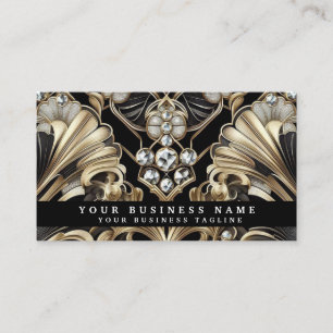 Luxury Art Deco Black Gold Diamond Business Cards