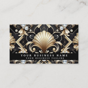 Luxury Art Deco Black Gold Diamond Business Cards