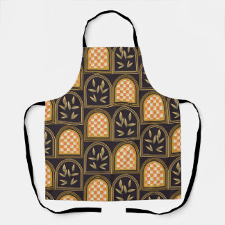 Luxury Art Deco Geometric Floral Seamless Pattern  Apron