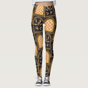 Luxury Art Deco Geometric Floral Seamless Pattern  Leggings