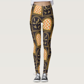 Luxury Art Deco Geometric Floral Seamless Pattern  Leggings