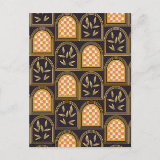 Luxury Art Deco Geometric Floral Seamless Pattern  Postcard