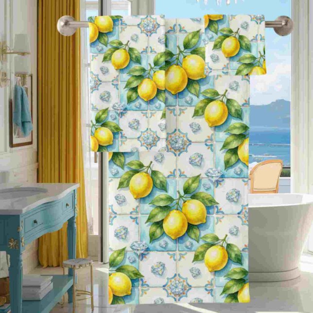 Luxury Art Deco Lemons Diamonds  Bath Towel Set (Creator Uploaded)