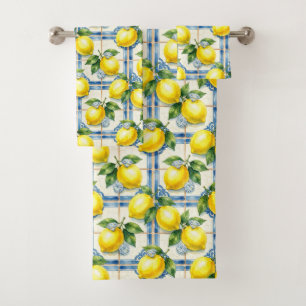 Luxury Art Deco Lemons Diamonds Bath Towel Set