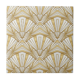 Luxury Art Deco Sunburst Infinite Pattern - Cream Tile