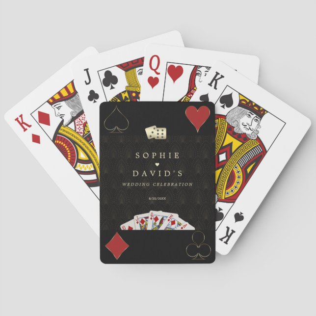 Luxury Art Deco Vegas Casino Royale Wedding  Playing Cards (Back)