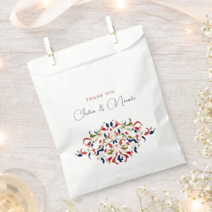 Luxury Artistic Botanical Floral Paisley Wedding Favour Bag