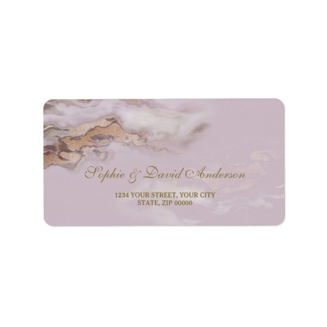Luxury Aurum Purple Marble Wedding Label (Front)